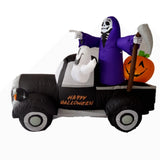 The elf drive the witch in a truck